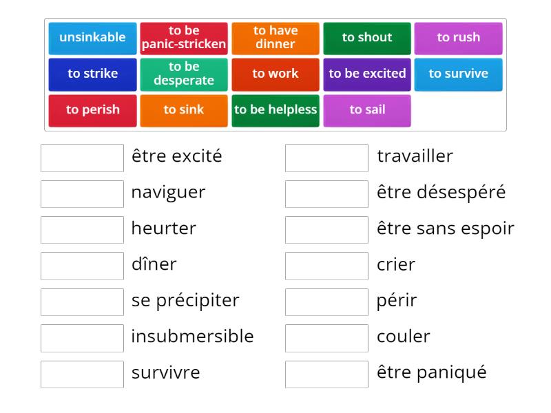 The Titanic / Verbs and adjectives 1 - Match up