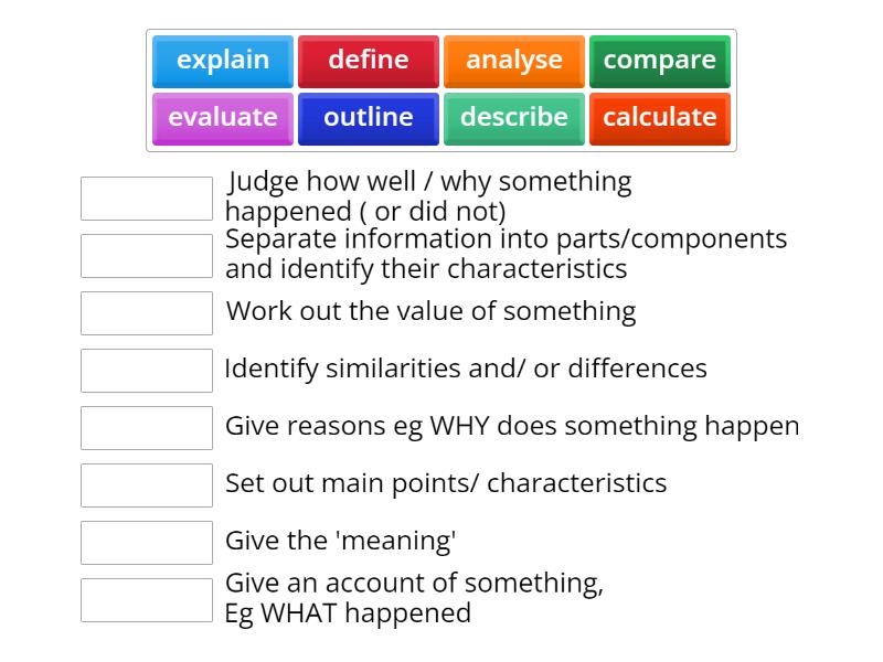 Action/Command verbs - Match up