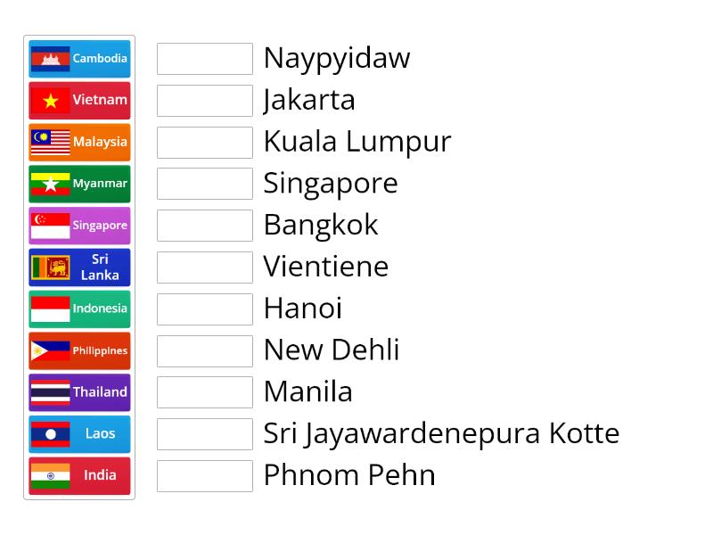 Asian capitals - Match up