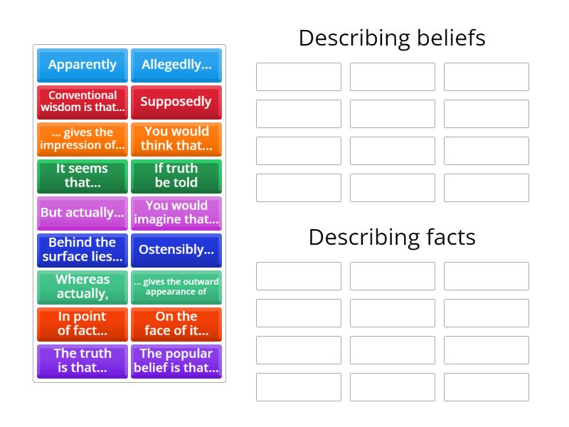 Beliefs and Facts C2.2 Group sort