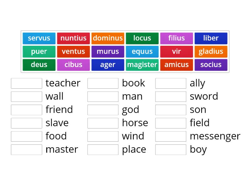 2nd Declension Nouns - Match Up