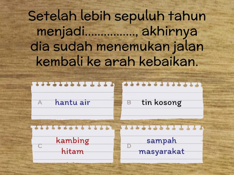 Latihan Peribahasa Tahun 5 - Kuiz