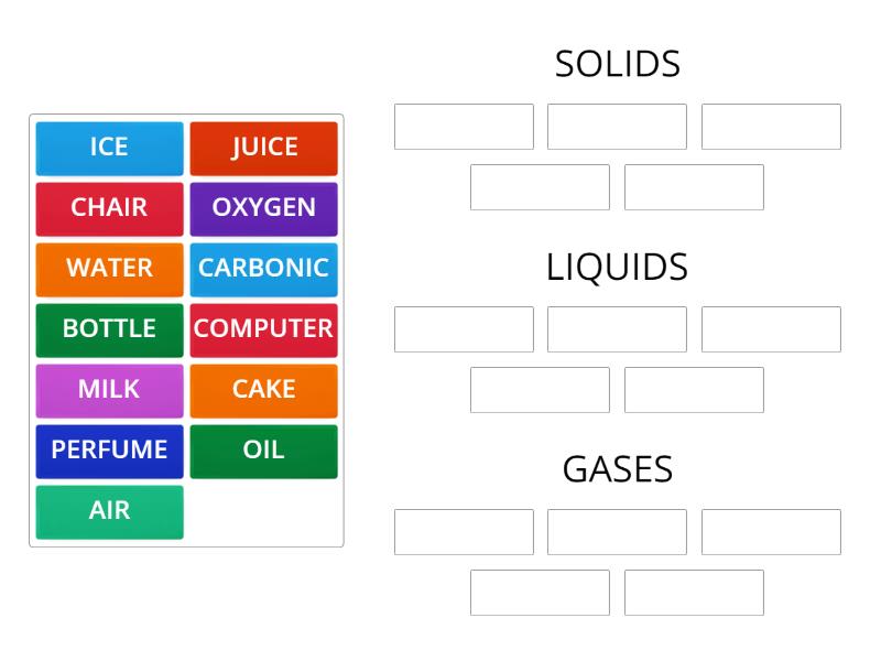 LIQUID, SOLID OR GAS? - Group sort