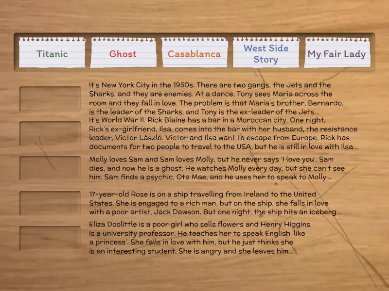 Unit 7B (reading part 1) - Match up