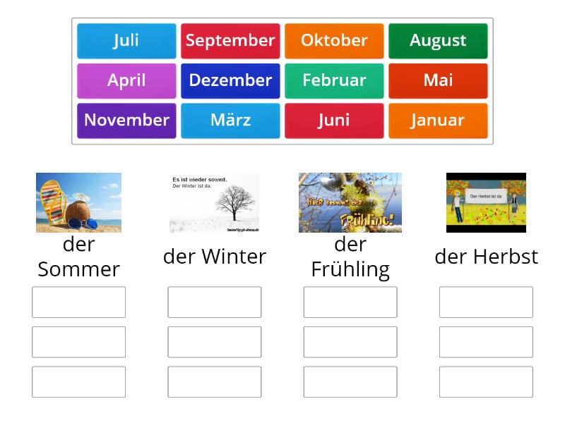 Die Monate und Jahreszeiten - Group sort