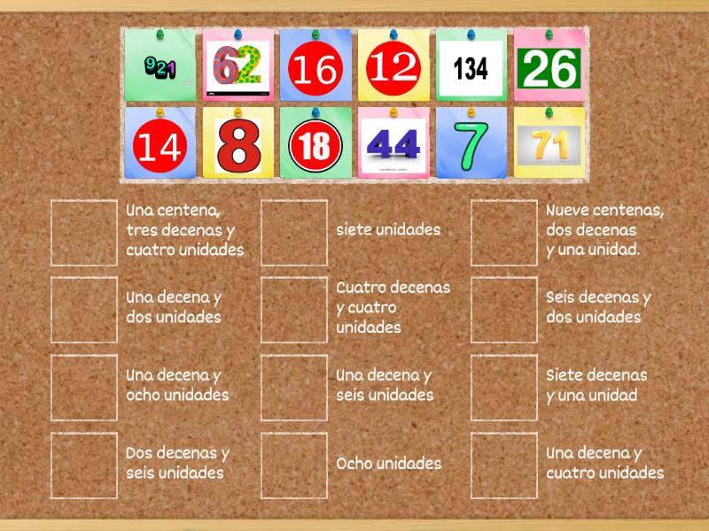 UNIDAD, DECENA y CENTENA - Match up