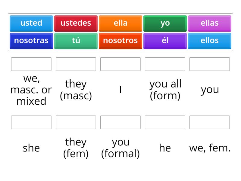 Los Pronombres - Match Up