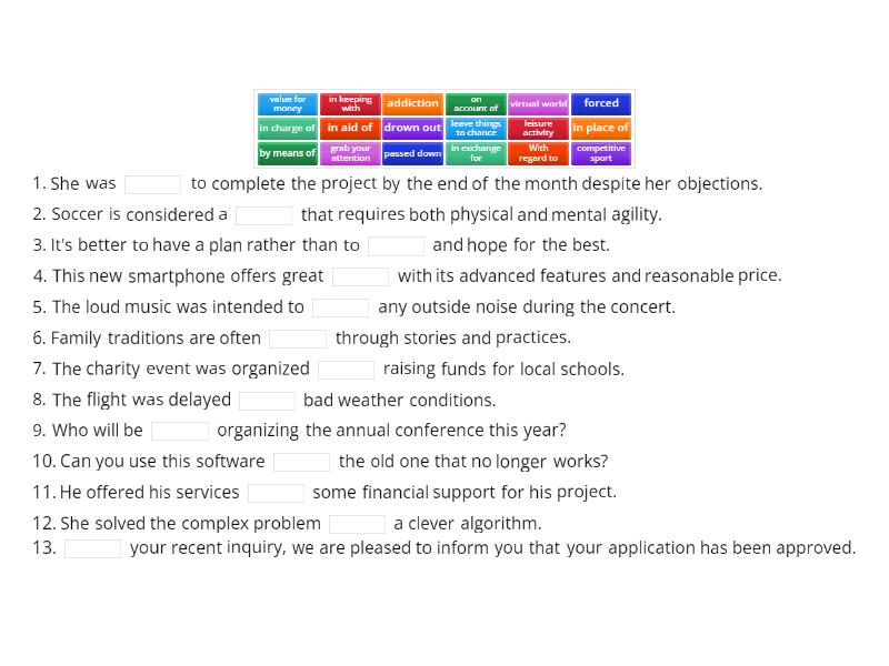 Complete the gaps - Complete the sentence