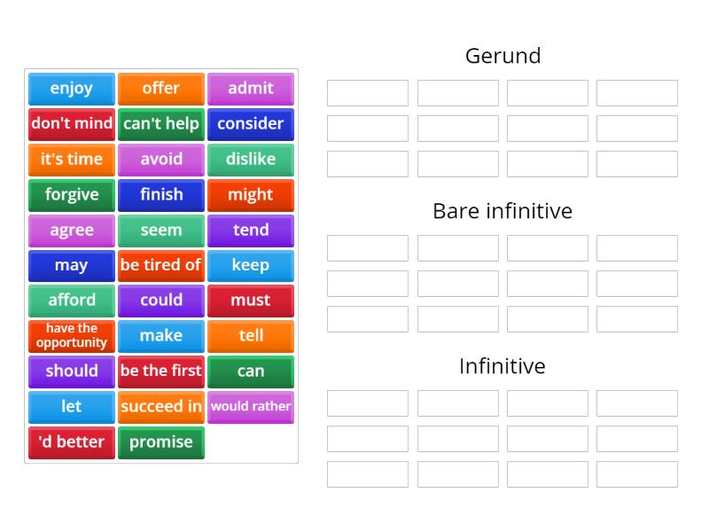 gerund and Infinitive / sort - Group sort