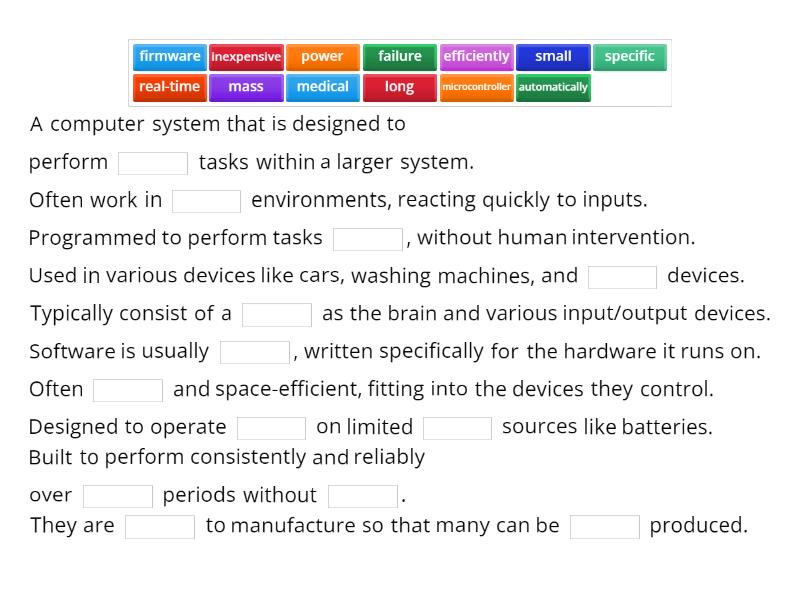 Embedded Systems - Complete the sentence