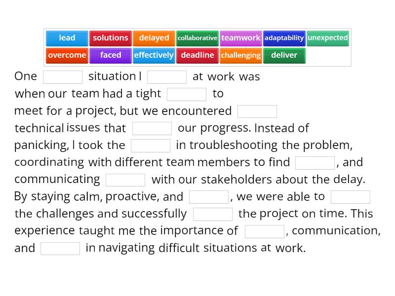 Job interview - Complete the sentence