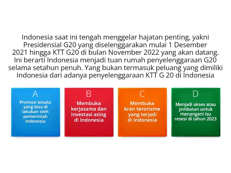 PELUANG DAN TANTANGAN INDONESIA DI ERA GLOBALISASI - Cuestionario