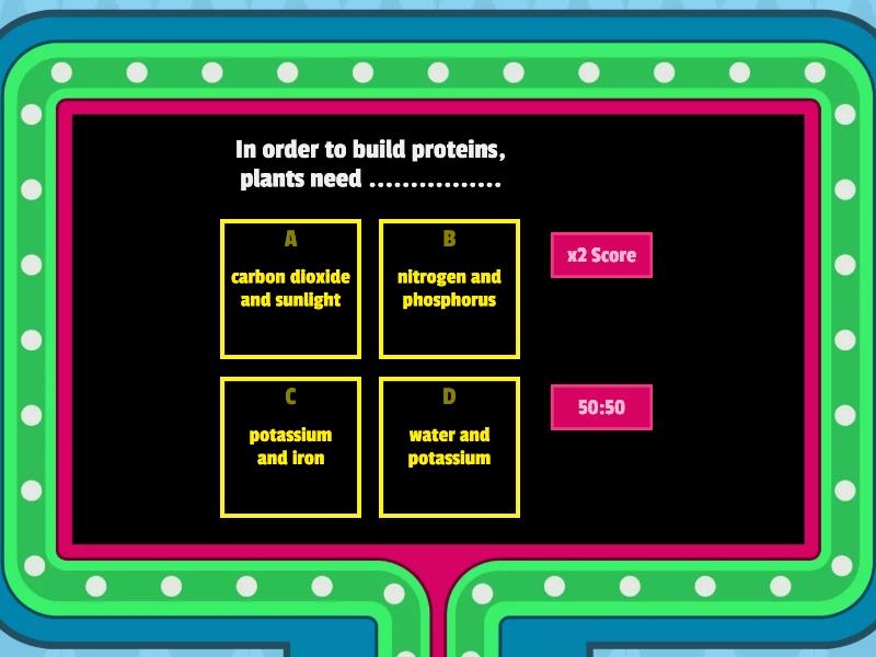 Grade 5 Science Energy and Food - Gameshow quiz