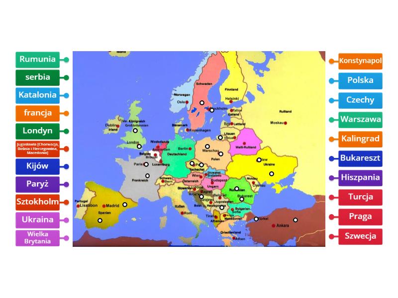 Państwa Europy I Ich Stolice Tabela Kraje Europy i ich stolice - Rysunek z opisami