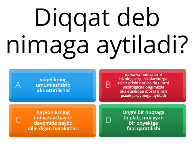 Diqqat. Sezgi va Idrok - Quiz