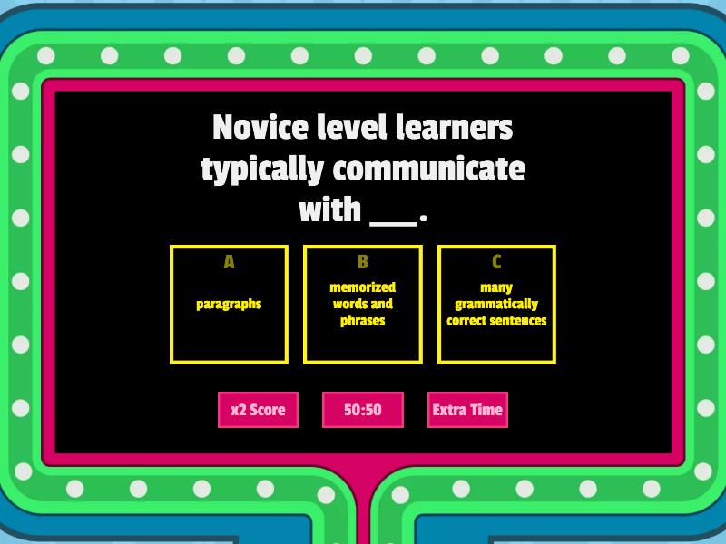 Elementary Spanish Rubrics - Gameshow Quiz