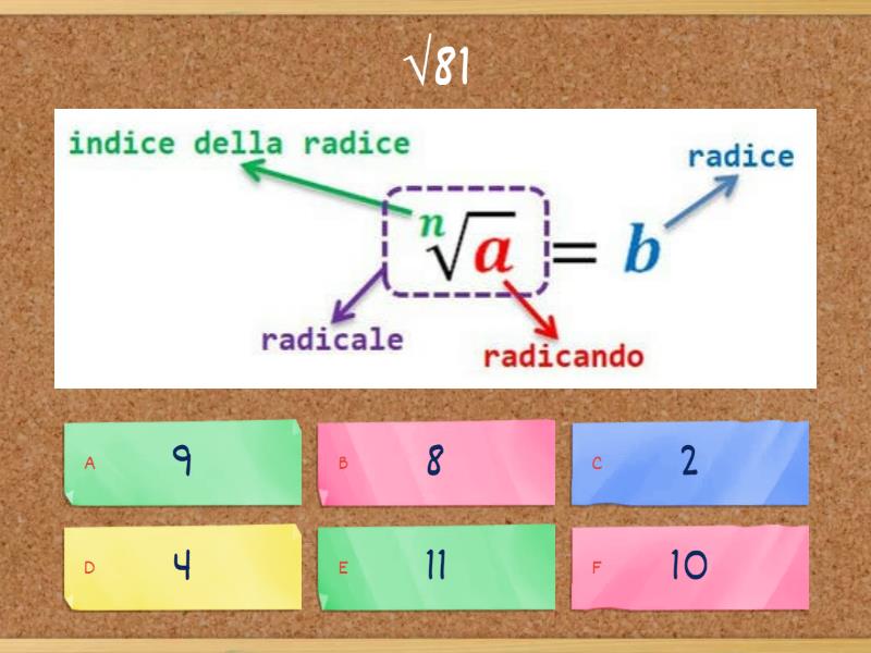 √le radici quadrate √ - Quiz