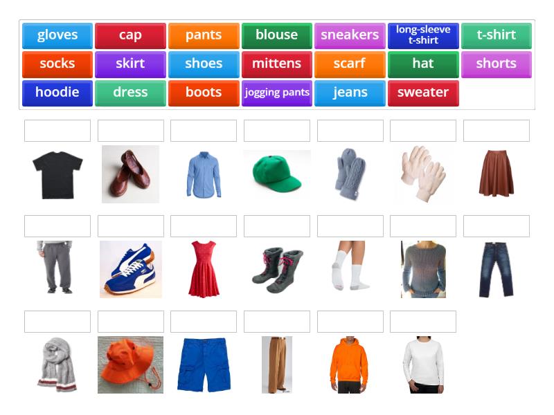 Clothing vocabulary - Match up