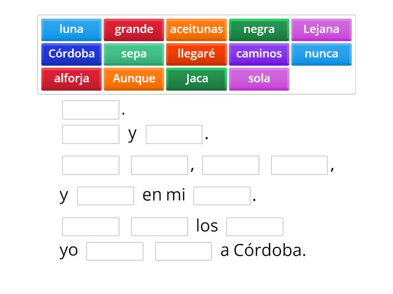 Canción de Jinete Practice - Complete the sentence