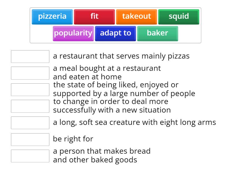 Unit 4 Reading - Match up