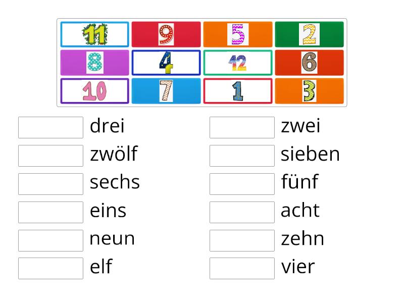 die Zahlen 1-12 - Match up