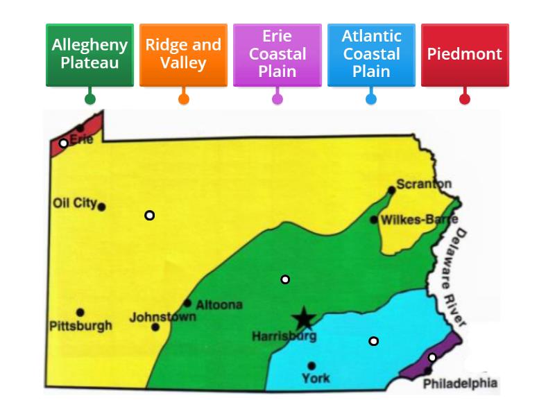 Label the 5 Regions of Pennsylvania - Labelled diagram