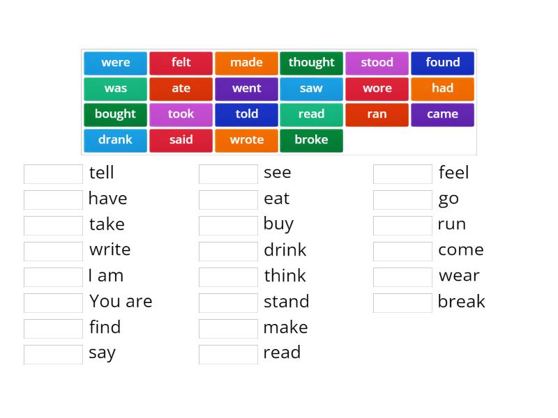 Gateway A2 irregular verbs - Match up
