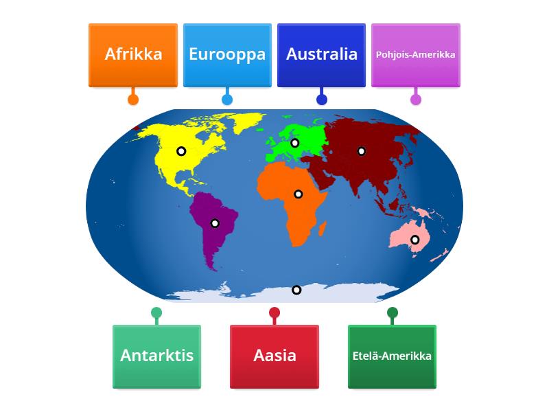 Maailman Kartta Ja Maanosat Labelled Diagram