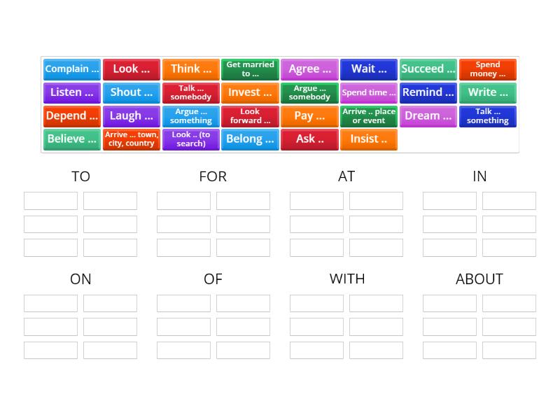VERB + PREPOSITION exercise - Group sort