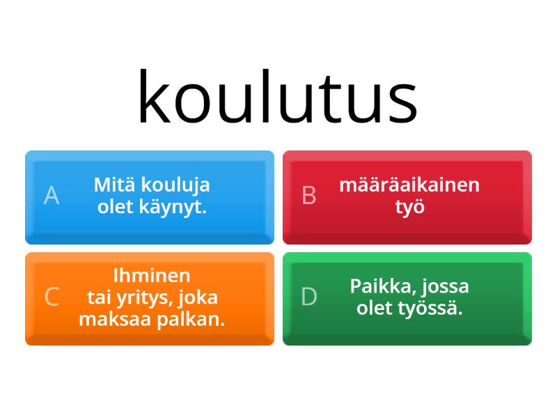 Kopio Työsanat. Yhdistä Sana Ja Selitys. - Quiz