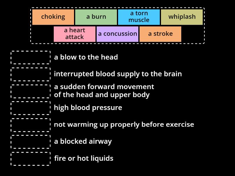 First aid - common problems - Match up