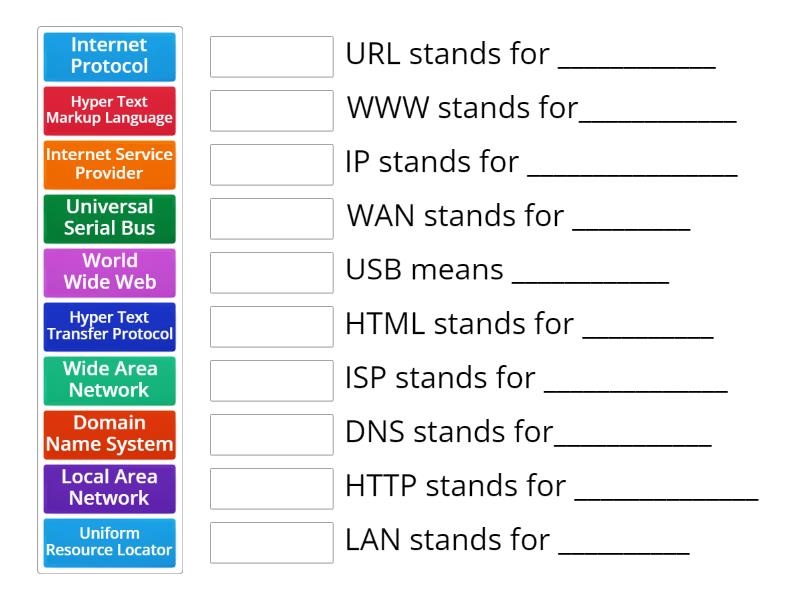 STD-6 Internet1 Chapter-1 Introduction to Internet - Match up
