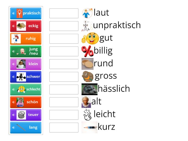 Adjektive: Finde Das Gegenteil - Match Up