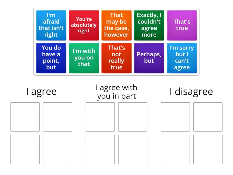 Expressions of agreement and disagreement - Group sort