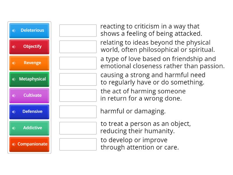 Fighting Workaholism Vocabulary Match up
