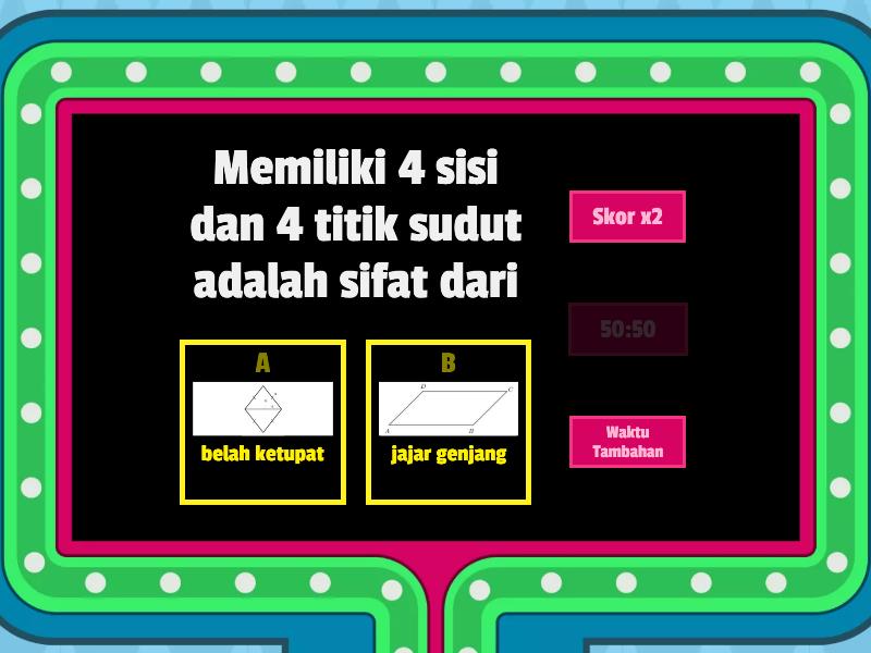 QUIZ BELAH KETUPAT DAN JAJAR GENJANG KELAS 5 - Gameshow Quiz