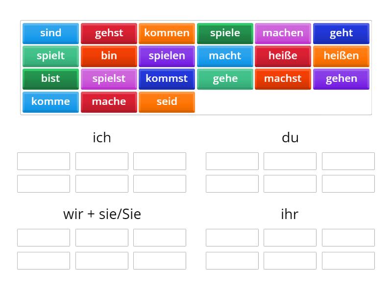 Konjugation der Verben 1. lekce - Group sort