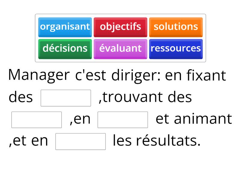 Qu'est ce que le management - Complete the sentence
