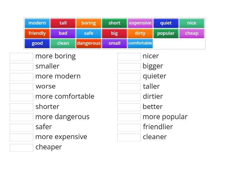 comparative degree of the adjectives - Match up