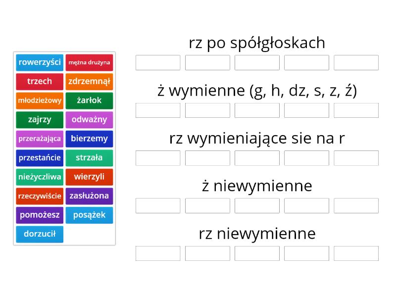 Zasady rz/ż - Group sort