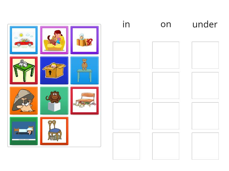 Preposition---in, on , under - Group sort