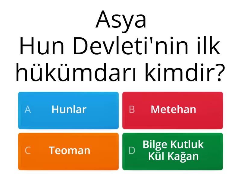 Sosyal Bilgiler 6.Sınıf Orta Asya - Test