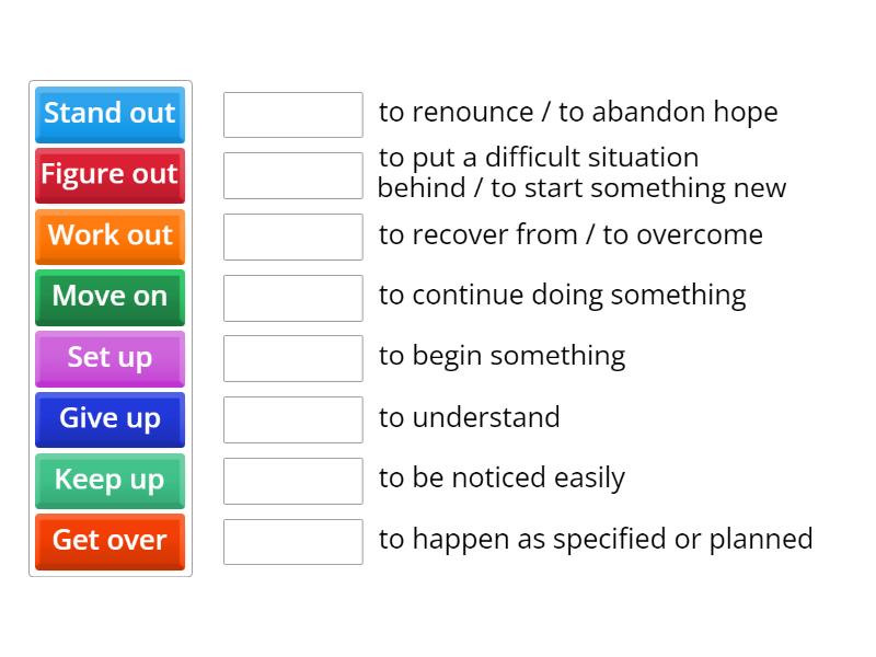 PHRASAL VERBS ABOUT SUCCESS - Une las parejas