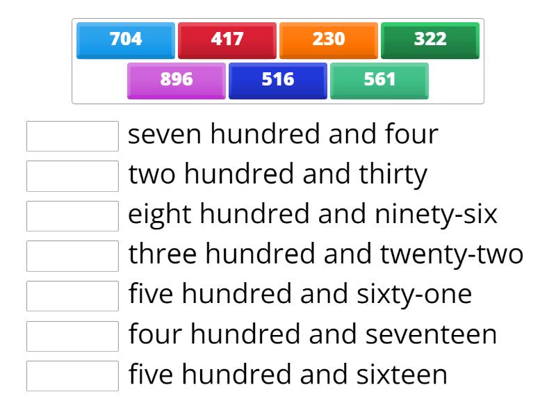 NUMBER NAMES - Une las parejas
