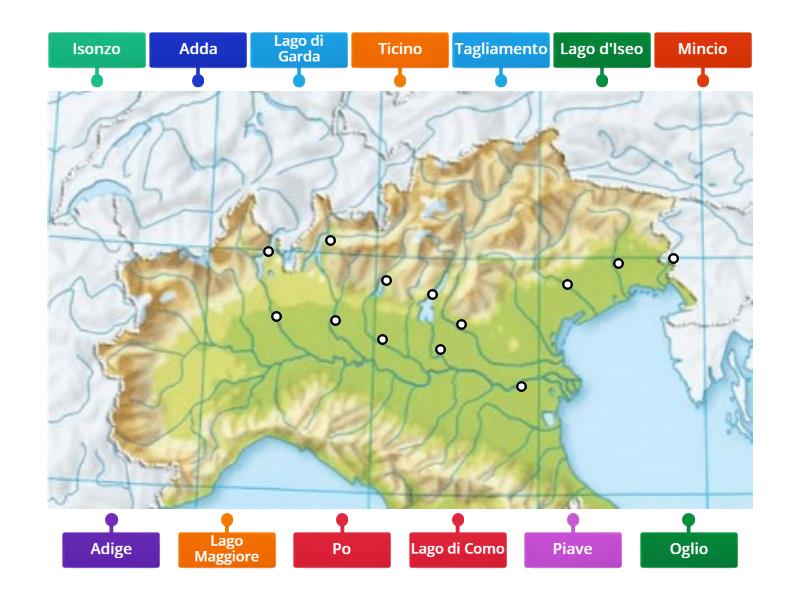 Laghi E Fiumi Del Nord Italia Diagrama Con Etiquetas