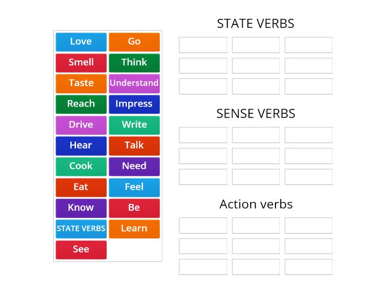 Identify the verbs - Group sort