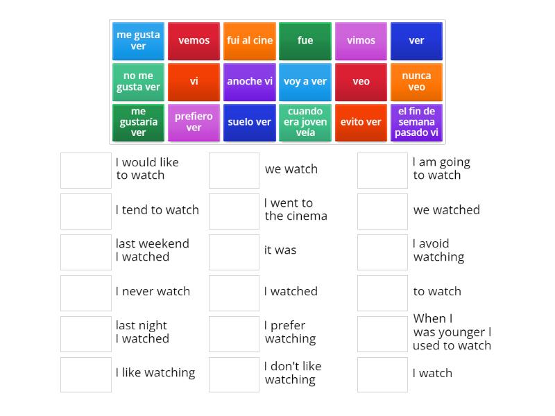 The verb ver in various forms - Match up