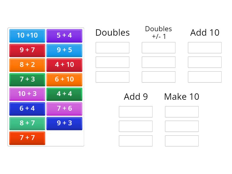 Different Kinds of Addition Facts - Group sort