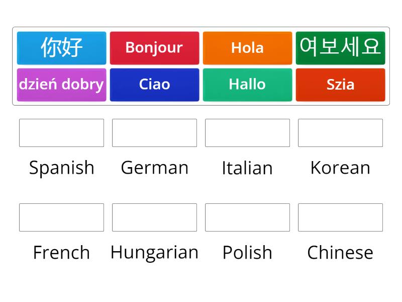 Hello in different languages - Match up