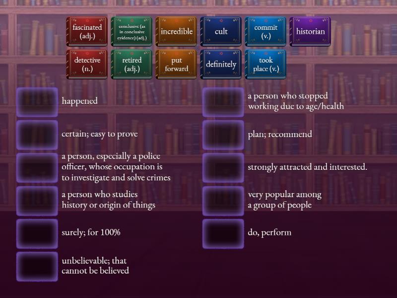 Unit 10B - PreListening Vocabulary - Match up